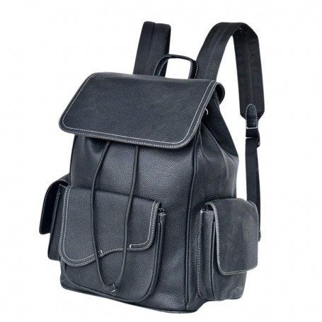 Sac à dos cuir noir pour école